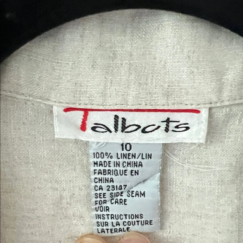 Vtg Talbots Natural Linen Top - Picture 2 of 3